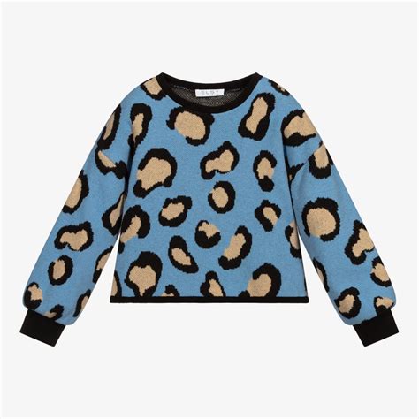 blue leopard sweater